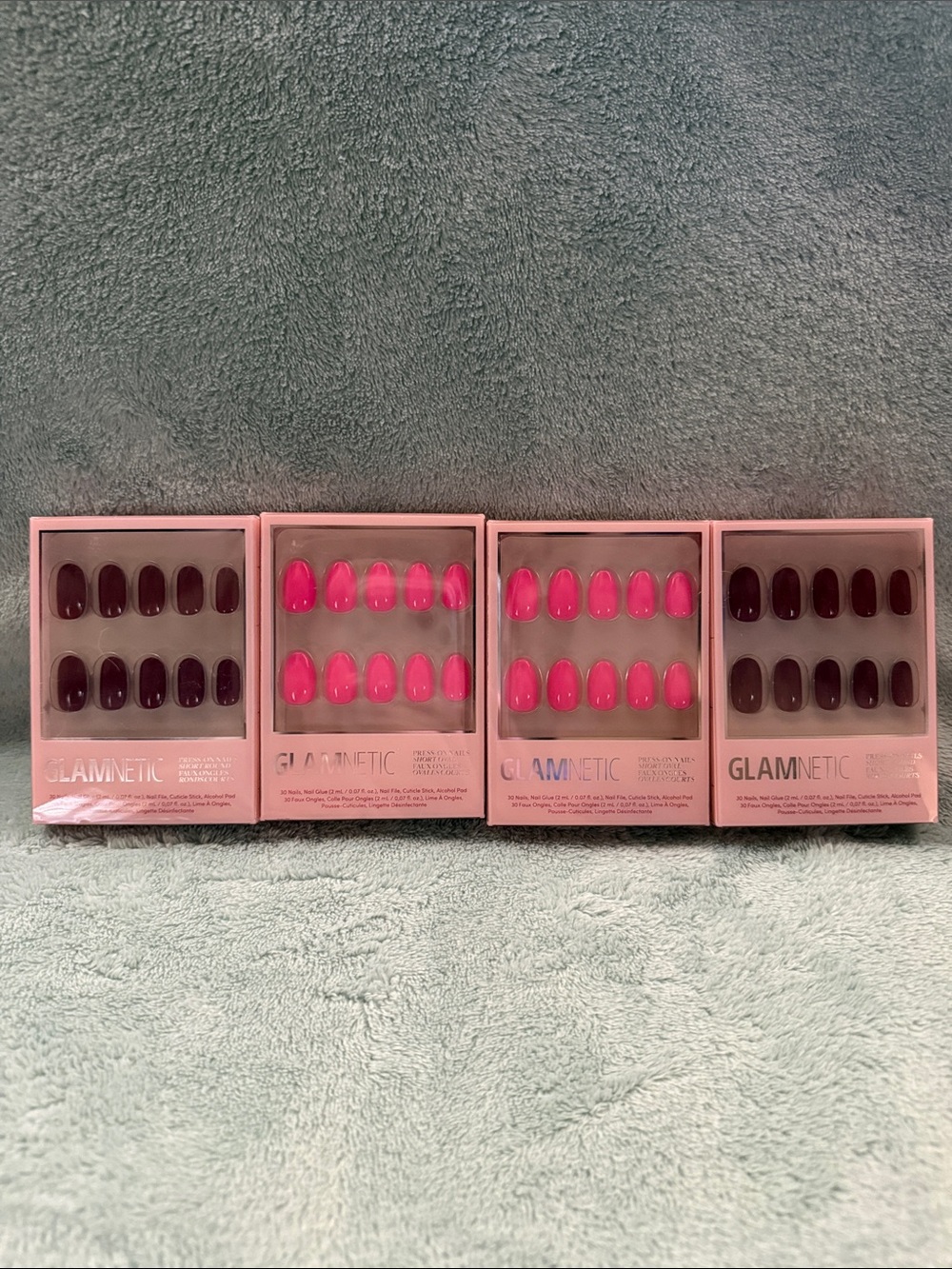 Glamnetic hot pink and berry maroon 2 of each